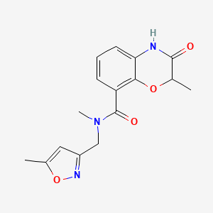 molecular formula C16H17N3O4 B7057793 N,2-dimethyl-N-[(5-methyl-1,2-oxazol-3-yl)methyl]-3-oxo-4H-1,4-benzoxazine-8-carboxamide 
