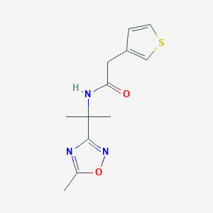 molecular formula C12H15N3O2S B7057843 N-[2-(5-methyl-1,2,4-oxadiazol-3-yl)propan-2-yl]-2-thiophen-3-ylacetamide 