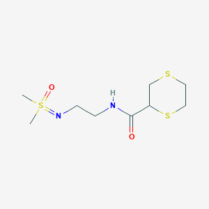 molecular formula C9H18N2O2S3 B7057933 N-[2-[[dimethyl(oxo)-lambda6-sulfanylidene]amino]ethyl]-1,4-dithiane-2-carboxamide 