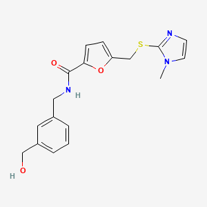 molecular formula C18H19N3O3S B7058097 N-[[3-(hydroxymethyl)phenyl]methyl]-5-[(1-methylimidazol-2-yl)sulfanylmethyl]furan-2-carboxamide 