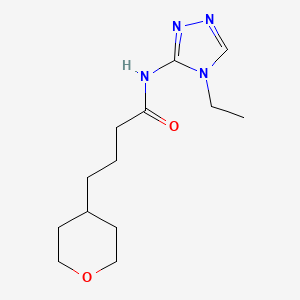 molecular formula C13H22N4O2 B7058253 N-(4-ethyl-1,2,4-triazol-3-yl)-4-(oxan-4-yl)butanamide 