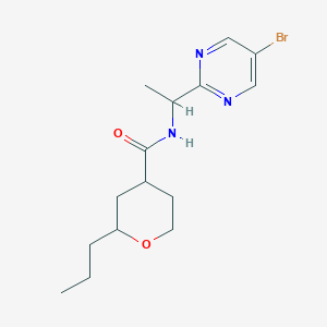 molecular formula C15H22BrN3O2 B7058259 N-[1-(5-bromopyrimidin-2-yl)ethyl]-2-propyloxane-4-carboxamide 