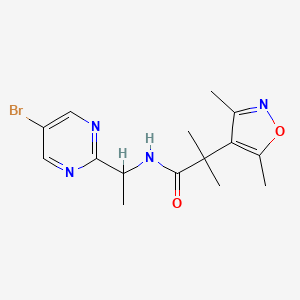 molecular formula C15H19BrN4O2 B7058264 N-[1-(5-bromopyrimidin-2-yl)ethyl]-2-(3,5-dimethyl-1,2-oxazol-4-yl)-2-methylpropanamide 