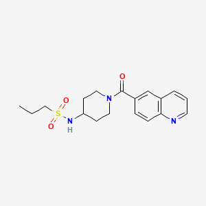 molecular formula C18H23N3O3S B7058351 N-[1-(quinoline-6-carbonyl)piperidin-4-yl]propane-1-sulfonamide 