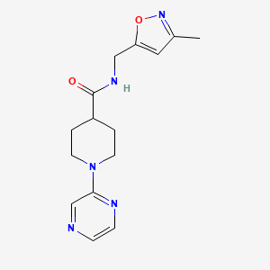 molecular formula C15H19N5O2 B7058370 N-[(3-methyl-1,2-oxazol-5-yl)methyl]-1-pyrazin-2-ylpiperidine-4-carboxamide 