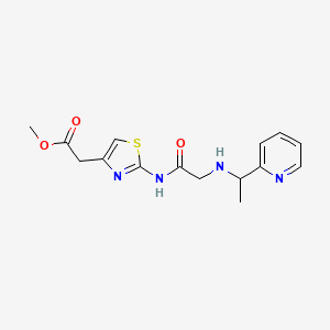 molecular formula C15H18N4O3S B7058396 Methyl 2-[2-[[2-(1-pyridin-2-ylethylamino)acetyl]amino]-1,3-thiazol-4-yl]acetate 