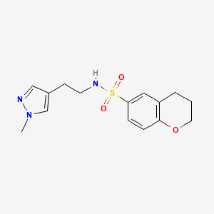 molecular formula C15H19N3O3S B7058431 N-[2-(1-methylpyrazol-4-yl)ethyl]-3,4-dihydro-2H-chromene-6-sulfonamide 