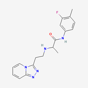 molecular formula C18H20FN5O B7058473 N-(3-fluoro-4-methylphenyl)-2-[2-([1,2,4]triazolo[4,3-a]pyridin-3-yl)ethylamino]propanamide 