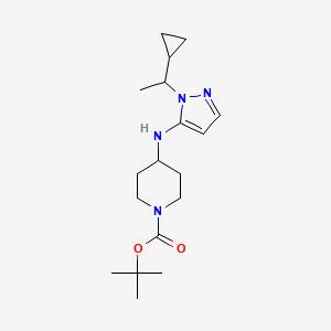 molecular formula C18H30N4O2 B7058499 Tert-butyl 4-[[2-(1-cyclopropylethyl)pyrazol-3-yl]amino]piperidine-1-carboxylate 