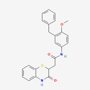 molecular formula C24H22N2O3S B7058647 N-(3-benzyl-4-methoxyphenyl)-2-(3-oxo-4H-1,4-benzothiazin-2-yl)acetamide 