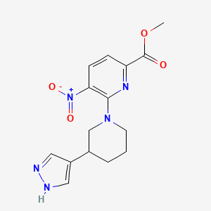 molecular formula C15H17N5O4 B7059473 methyl 5-nitro-6-[3-(1H-pyrazol-4-yl)piperidin-1-yl]pyridine-2-carboxylate 