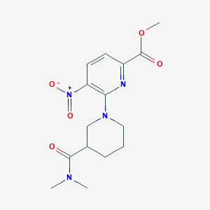 molecular formula C15H20N4O5 B7059519 Methyl 6-[3-(dimethylcarbamoyl)piperidin-1-yl]-5-nitropyridine-2-carboxylate 