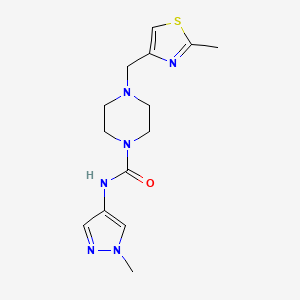 molecular formula C14H20N6OS B7059563 N-(1-methylpyrazol-4-yl)-4-[(2-methyl-1,3-thiazol-4-yl)methyl]piperazine-1-carboxamide 