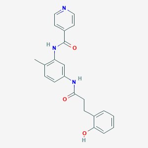 molecular formula C22H21N3O3 B7059701 N-[5-[3-(2-hydroxyphenyl)propanoylamino]-2-methylphenyl]pyridine-4-carboxamide 