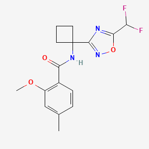molecular formula C16H17F2N3O3 B7059759 N-[1-[5-(difluoromethyl)-1,2,4-oxadiazol-3-yl]cyclobutyl]-2-methoxy-4-methylbenzamide 