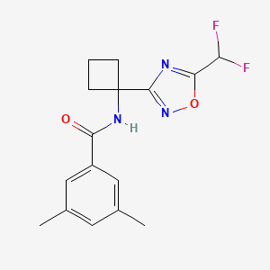 molecular formula C16H17F2N3O2 B7059788 N-[1-[5-(difluoromethyl)-1,2,4-oxadiazol-3-yl]cyclobutyl]-3,5-dimethylbenzamide 