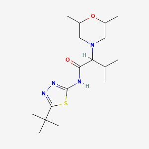 molecular formula C17H30N4O2S B7059853 N-(5-tert-butyl-1,3,4-thiadiazol-2-yl)-2-(2,6-dimethylmorpholin-4-yl)-3-methylbutanamide 