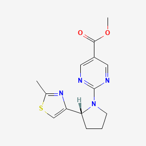 molecular formula C14H16N4O2S B7059994 methyl 2-[(2R)-2-(2-methyl-1,3-thiazol-4-yl)pyrrolidin-1-yl]pyrimidine-5-carboxylate 