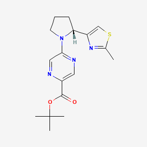 molecular formula C17H22N4O2S B7060009 tert-butyl 5-[(2R)-2-(2-methyl-1,3-thiazol-4-yl)pyrrolidin-1-yl]pyrazine-2-carboxylate 