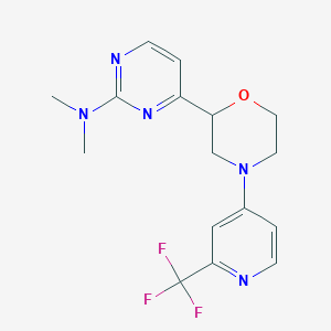 molecular formula C16H18F3N5O B7060053 N,N-dimethyl-4-[4-[2-(trifluoromethyl)pyridin-4-yl]morpholin-2-yl]pyrimidin-2-amine 