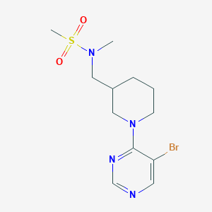 molecular formula C12H19BrN4O2S B7060151 N-[[1-(5-bromopyrimidin-4-yl)piperidin-3-yl]methyl]-N-methylmethanesulfonamide 