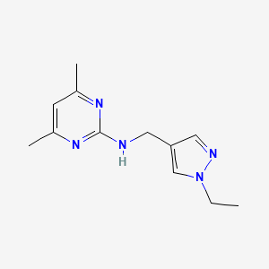 molecular formula C12H17N5 B7060331 N-[(1-ethylpyrazol-4-yl)methyl]-4,6-dimethylpyrimidin-2-amine 