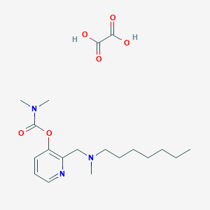 molecular formula C19H31N3O6 B070604 Carbamic acid, dimethyl-, 2-((heptylmethylamino)methyl)-3-pyridinyl ester, ethanedioate (1:1) CAS No. 169128-39-6