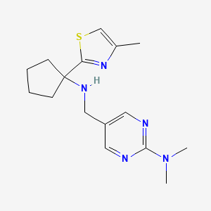 molecular formula C16H23N5S B7060430 N,N-dimethyl-5-[[[1-(4-methyl-1,3-thiazol-2-yl)cyclopentyl]amino]methyl]pyrimidin-2-amine 