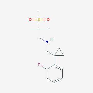 molecular formula C15H22FNO2S B7060448 N-[[1-(2-fluorophenyl)cyclopropyl]methyl]-2-methyl-2-methylsulfonylpropan-1-amine 