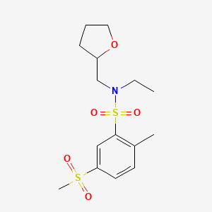 molecular formula C15H23NO5S2 B7060504 N-ethyl-2-methyl-5-methylsulfonyl-N-(oxolan-2-ylmethyl)benzenesulfonamide 
