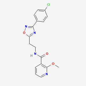 molecular formula C17H15ClN4O3 B7060520 N-[2-[3-(4-chlorophenyl)-1,2,4-oxadiazol-5-yl]ethyl]-2-methoxypyridine-3-carboxamide 