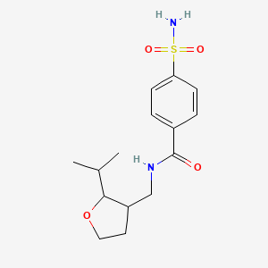 molecular formula C15H22N2O4S B7060618 N-[(2-propan-2-yloxolan-3-yl)methyl]-4-sulfamoylbenzamide 