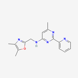 molecular formula C16H17N5O B7060655 N-[(4,5-dimethyl-1,3-oxazol-2-yl)methyl]-6-methyl-2-pyridin-2-ylpyrimidin-4-amine 