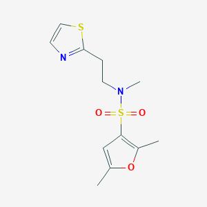 molecular formula C12H16N2O3S2 B7060677 N,2,5-trimethyl-N-[2-(1,3-thiazol-2-yl)ethyl]furan-3-sulfonamide 