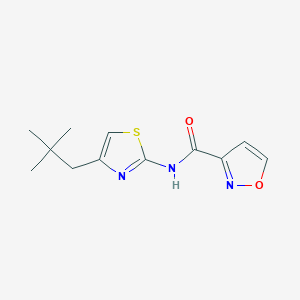 molecular formula C12H15N3O2S B7060717 N-[4-(2,2-dimethylpropyl)-1,3-thiazol-2-yl]-1,2-oxazole-3-carboxamide 