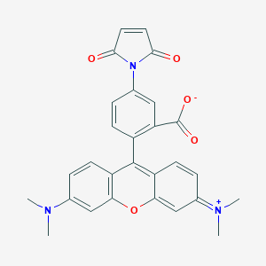 molecular formula C28H23N3O5 B070608 2-[3-(Dimethylamino)-6-dimethylazaniumylidenexanthen-9-yl]-5-(2,5-dioxopyrrol-1-yl)benzoate CAS No. 174568-68-4