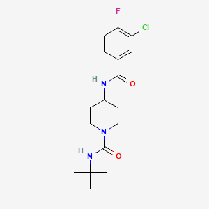 molecular formula C17H23ClFN3O2 B7060850 N-tert-butyl-4-[(3-chloro-4-fluorobenzoyl)amino]piperidine-1-carboxamide 