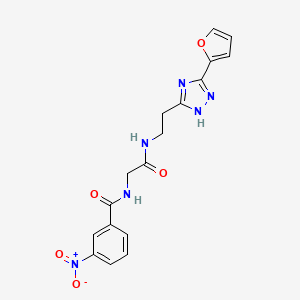molecular formula C17H16N6O5 B7060875 N-[2-[2-[3-(furan-2-yl)-1H-1,2,4-triazol-5-yl]ethylamino]-2-oxoethyl]-3-nitrobenzamide 