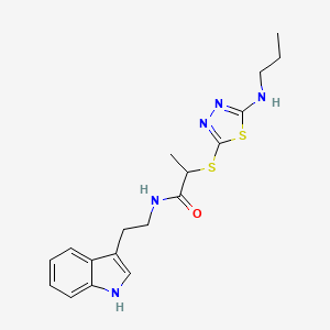 molecular formula C18H23N5OS2 B7060932 N-[2-(1H-indol-3-yl)ethyl]-2-[[5-(propylamino)-1,3,4-thiadiazol-2-yl]sulfanyl]propanamide 