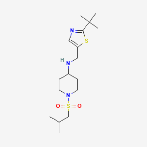 molecular formula C17H31N3O2S2 B7060939 N-[(2-tert-butyl-1,3-thiazol-5-yl)methyl]-1-(2-methylpropylsulfonyl)piperidin-4-amine 