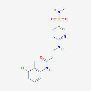 molecular formula C16H19ClN4O3S B7060953 N-(3-chloro-2-methylphenyl)-3-[[5-(methylsulfamoyl)pyridin-2-yl]amino]propanamide 