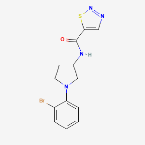 molecular formula C13H13BrN4OS B7061014 N-[1-(2-bromophenyl)pyrrolidin-3-yl]thiadiazole-5-carboxamide 