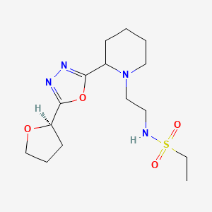 molecular formula C15H26N4O4S B7061122 N-[2-[2-[5-[(2R)-oxolan-2-yl]-1,3,4-oxadiazol-2-yl]piperidin-1-yl]ethyl]ethanesulfonamide 