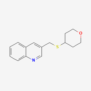 molecular formula C15H17NOS B7061259 3-(Oxan-4-ylsulfanylmethyl)quinoline 