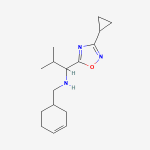 molecular formula C16H25N3O B7061305 N-(cyclohex-3-en-1-ylmethyl)-1-(3-cyclopropyl-1,2,4-oxadiazol-5-yl)-2-methylpropan-1-amine 