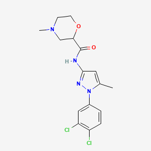 molecular formula C16H18Cl2N4O2 B7061342 N-[1-(3,4-dichlorophenyl)-5-methylpyrazol-3-yl]-4-methylmorpholine-2-carboxamide 