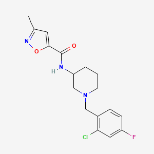 molecular formula C17H19ClFN3O2 B7061345 N-[1-[(2-chloro-4-fluorophenyl)methyl]piperidin-3-yl]-3-methyl-1,2-oxazole-5-carboxamide 