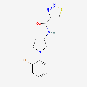 molecular formula C13H13BrN4OS B7061359 N-[1-(2-bromophenyl)pyrrolidin-3-yl]thiadiazole-4-carboxamide 
