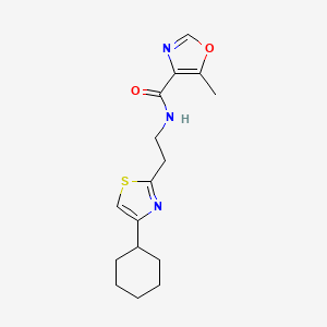 molecular formula C16H21N3O2S B7061374 N-[2-(4-cyclohexyl-1,3-thiazol-2-yl)ethyl]-5-methyl-1,3-oxazole-4-carboxamide 