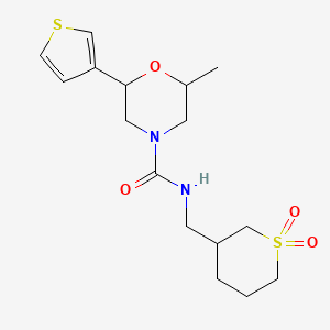 molecular formula C16H24N2O4S2 B7061377 N-[(1,1-dioxothian-3-yl)methyl]-2-methyl-6-thiophen-3-ylmorpholine-4-carboxamide 